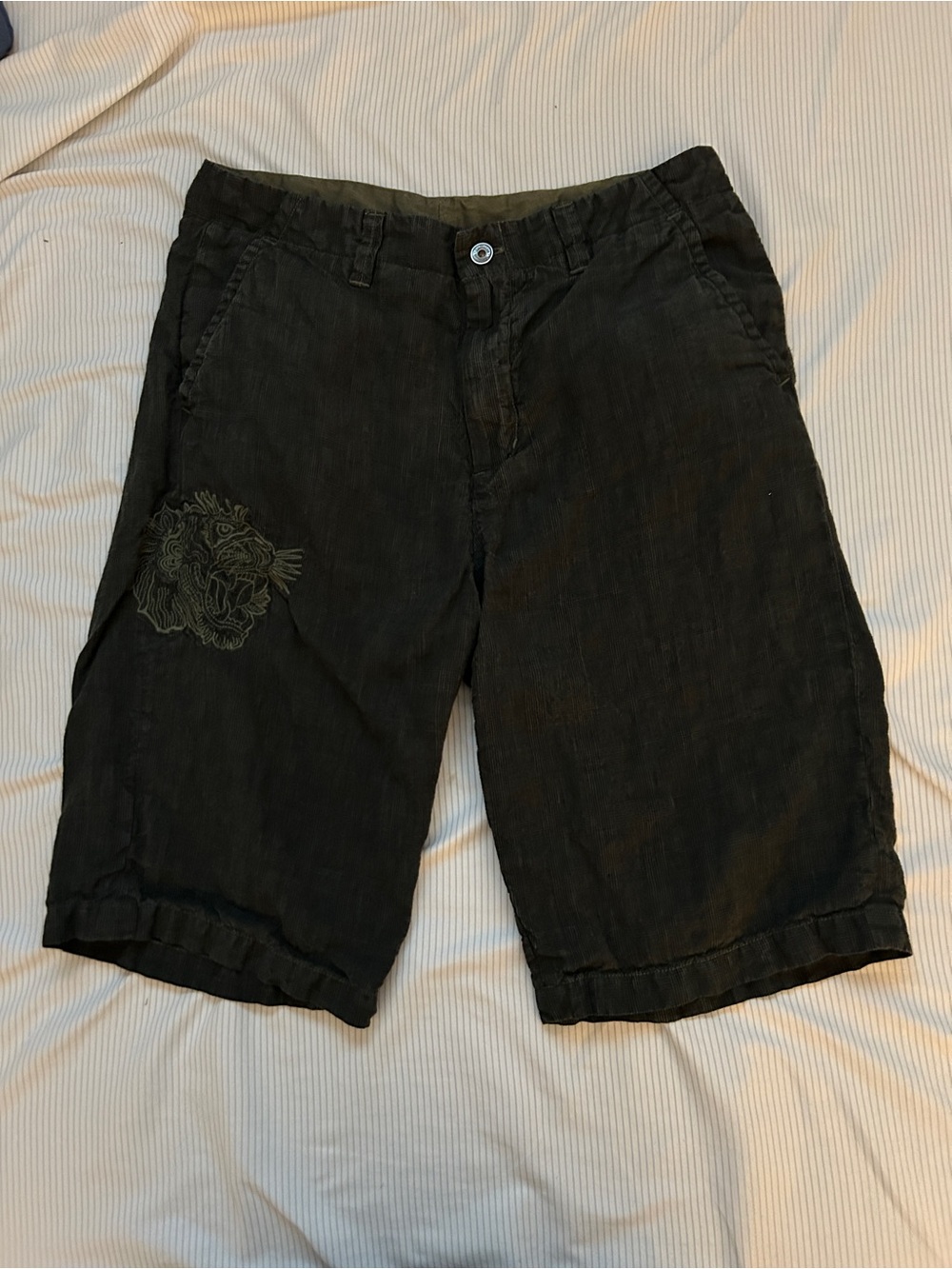 Men’s black embroidered shorts